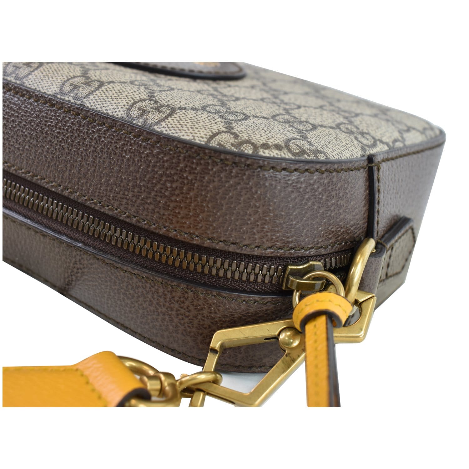 VINTAGE Gucci 1970's Brown Leather Medium Flap GG Logo Top Handle  Shoulder Bag
