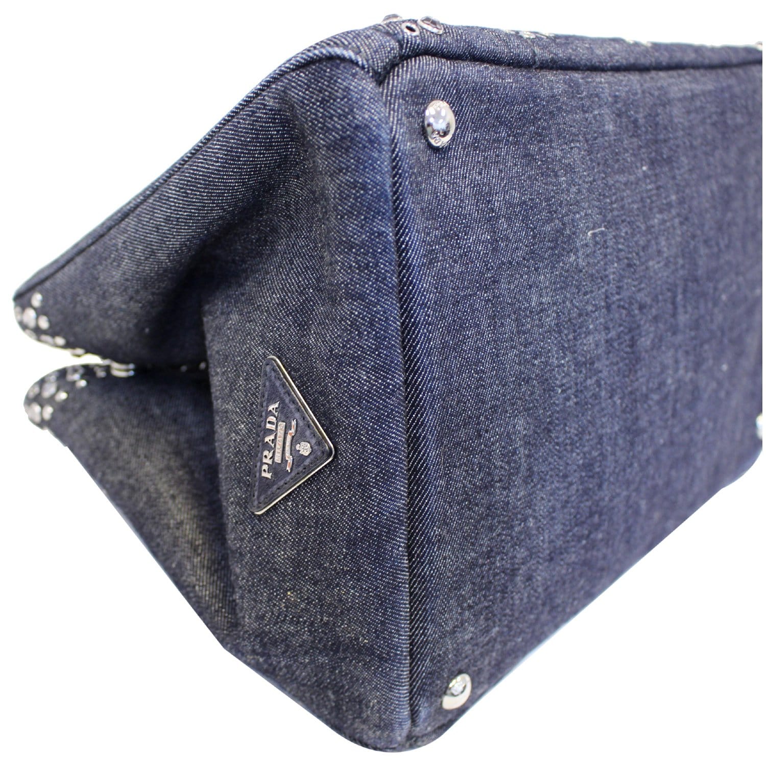 Prada Blue Gaufre Denim Clutch Bag Brown Cloth ref.238534 - Joli Closet