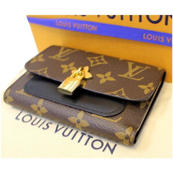 LOUIS VUITTON Flower Lock Monogram Canvas Wallet Black-US