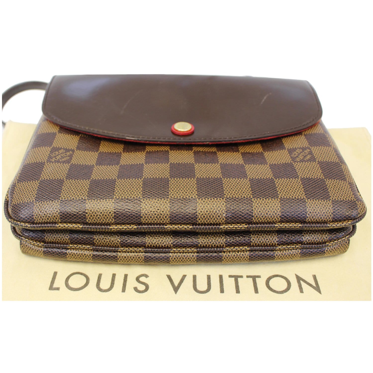 Louis Vuitton Brown x Pink Damier Ebene LV Logo Pochette 91lk412s