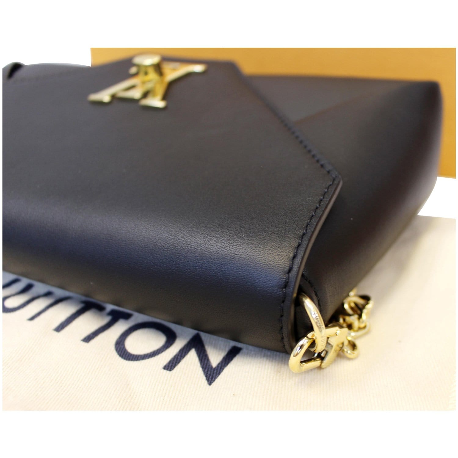 Louis Vuitton Black Calfskin Love Note Chain Clutch