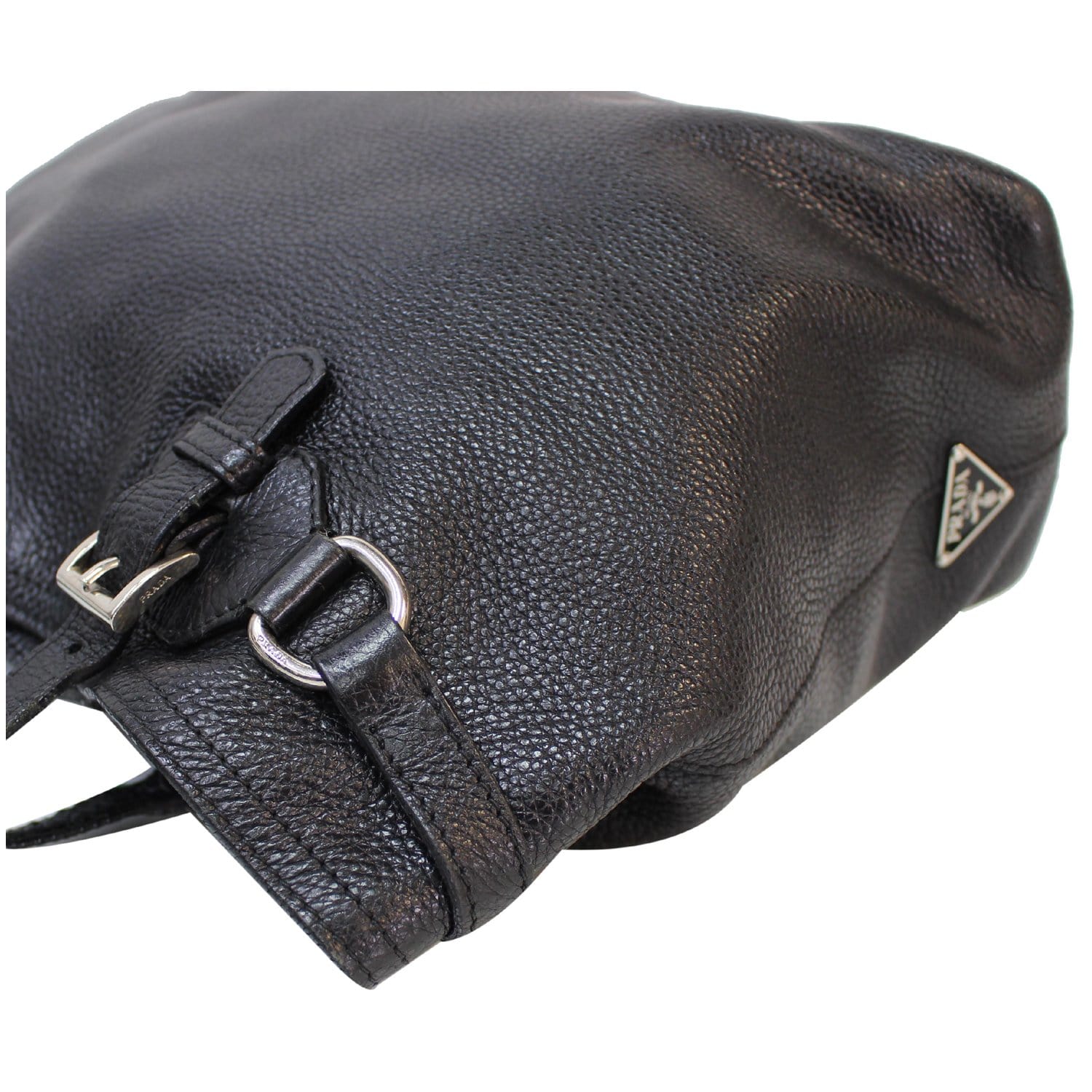Prada Black Vitello Daino Strip Leather Pattina Shoulder Bag BR3116 -  Yoogi's Closet
