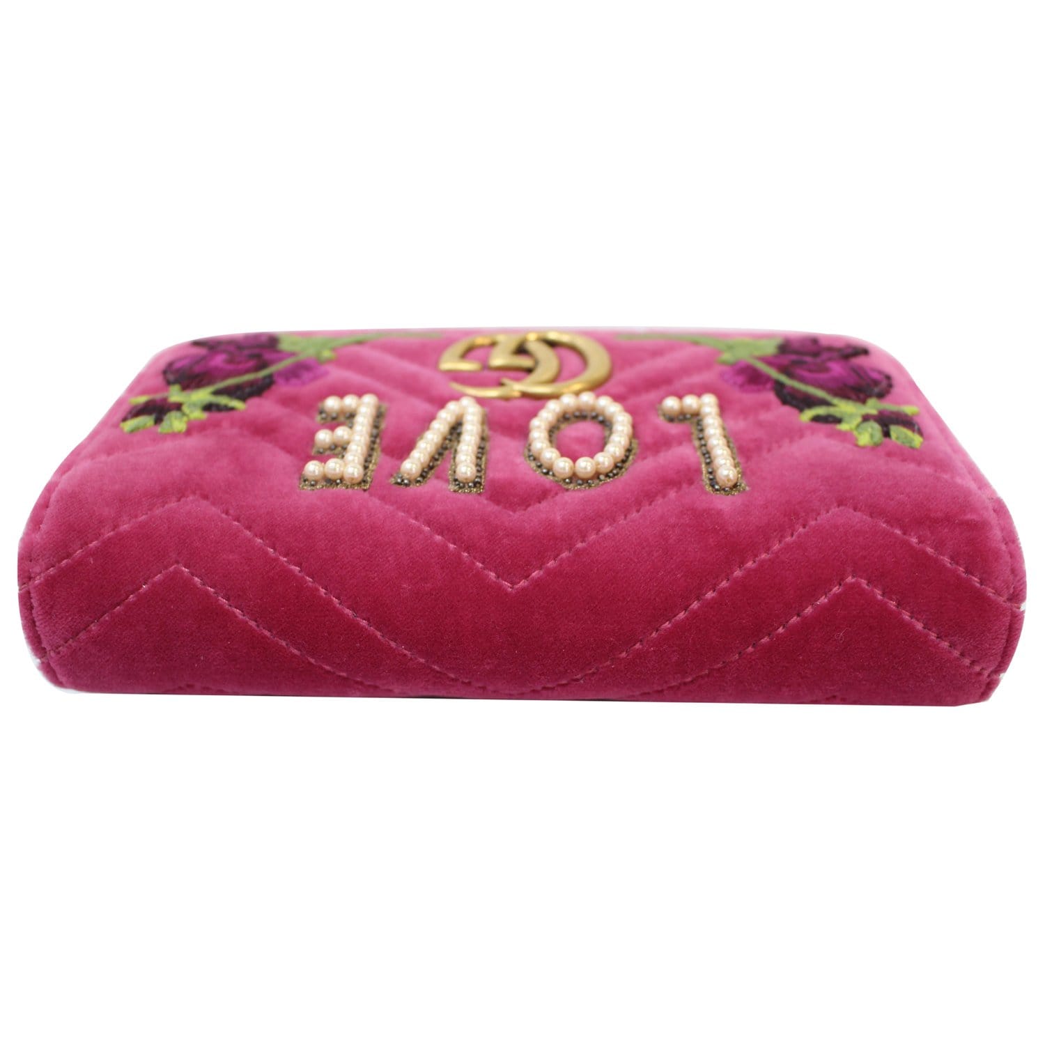 Gucci Marmont Velvet Love Mini Shoulder Bag in Pink