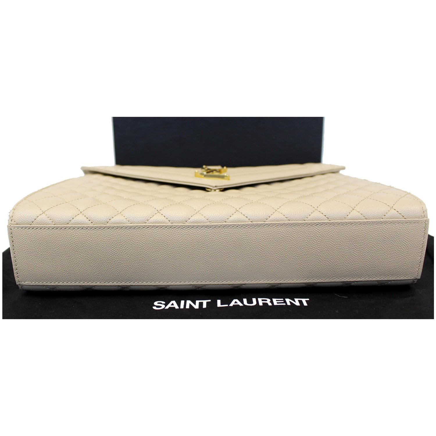 YSL Saint Laurent Large Envelope Shoulder Bag, Beige, Silver Hardware