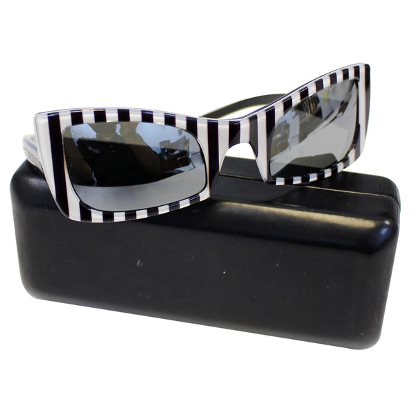 Versace Black and White Stripes Sunglasses - Side View