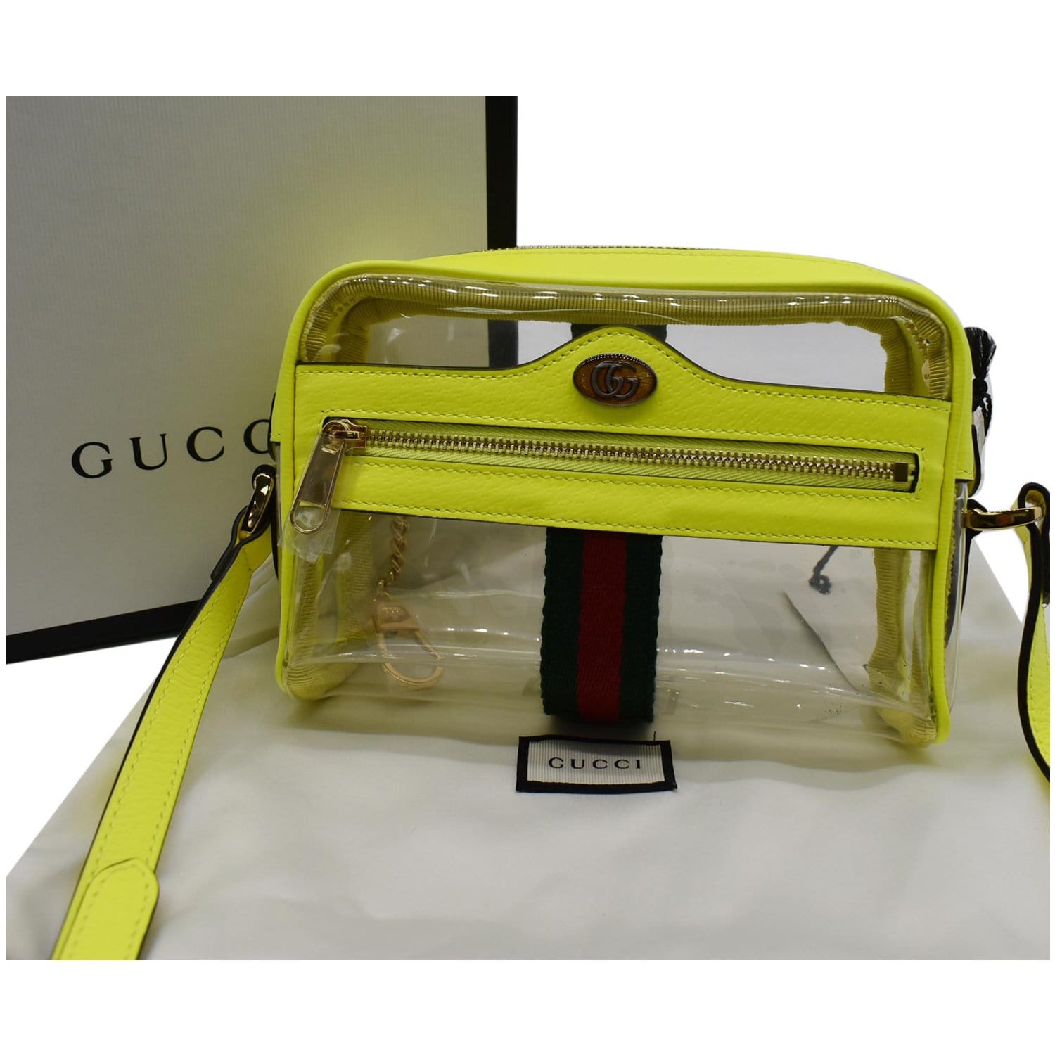 SOLD GUCCI Ophidia Mini Transparent Bag Neon