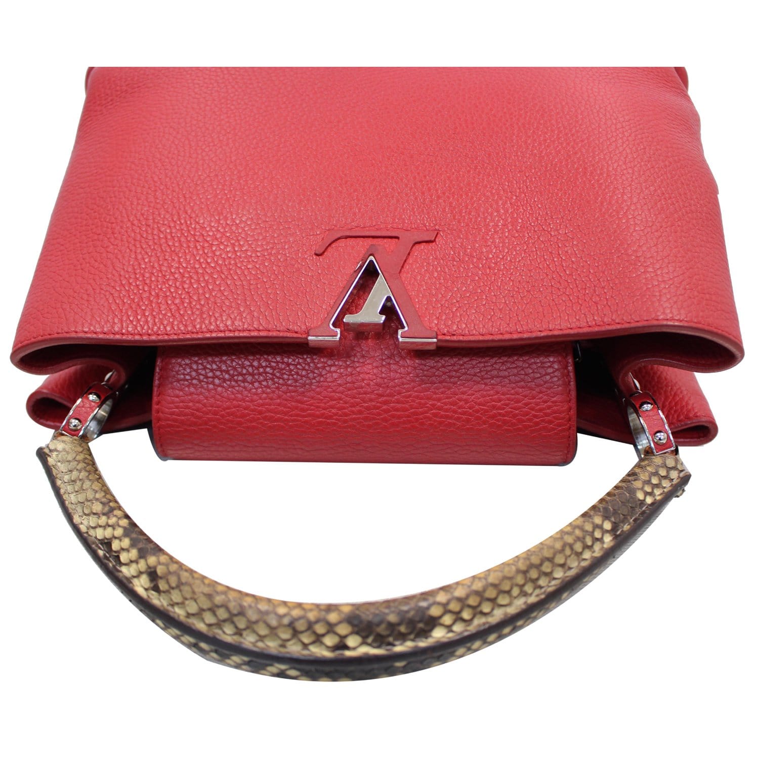 LOUIS VUITTON Capucines Taurillon Leather/Python Shoulder Bag Scarlet-US