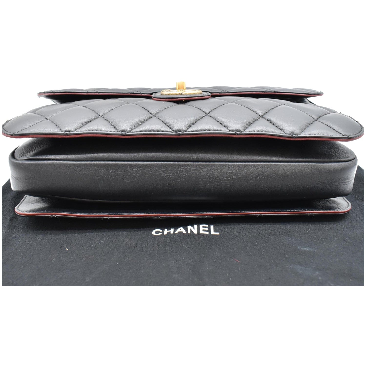 Double Edge Black Leather Clutch Bag