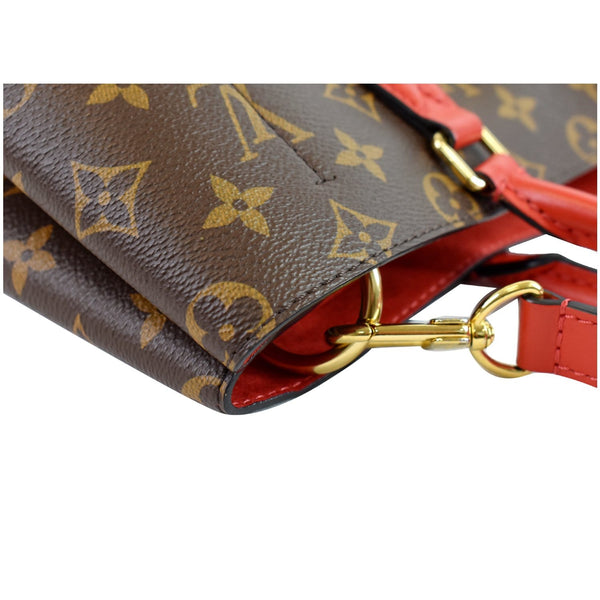 LOUIS VUITTON Flower Monogram Canvas Tote Shoulder Bag Red