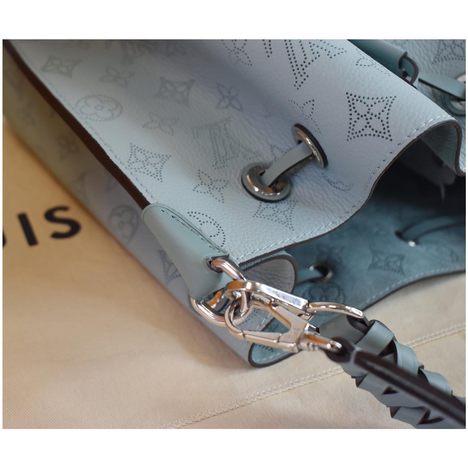 Louis Vuitton Galet Mahina Muria Bucket Bag Silver Hardware, 2020