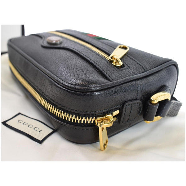 Gucci Ophidia Mini GG Web Leather Crossbody Bag Black top view