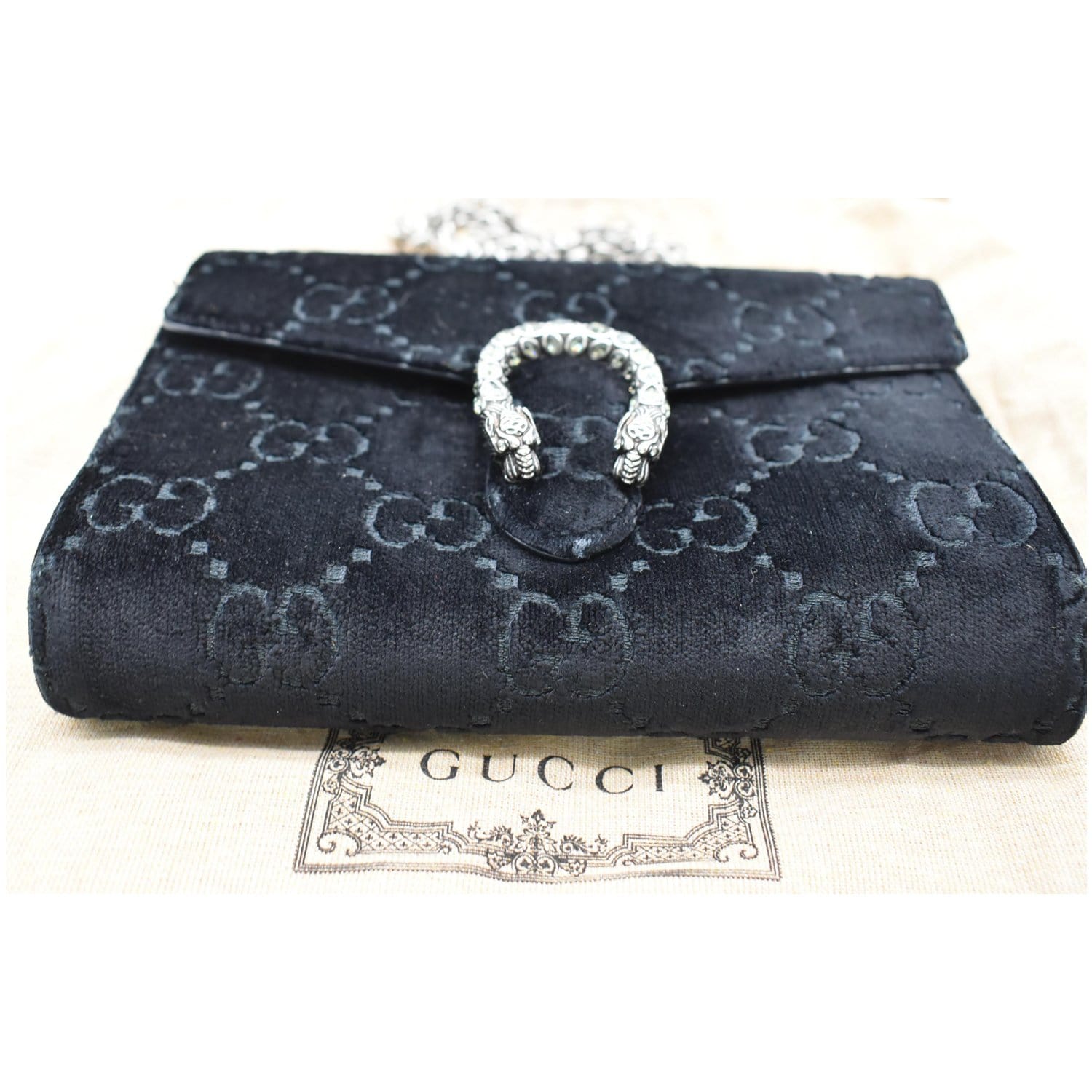 Gucci Velvet Mini Dionysus Chain Wallet w/Orig. Box Preowned