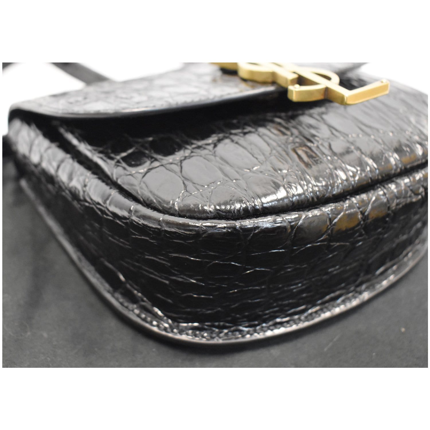 YVES SAINT LAURENT Kaia Small Crocodile Embossed Leather Satchel Bag B