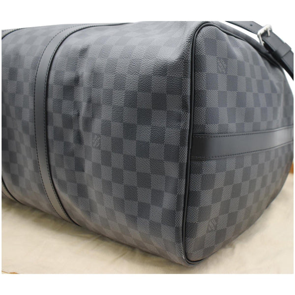 LOUIS VUITTON Keepall 55 Damier Graphite Bandouliere Travel Bag Black