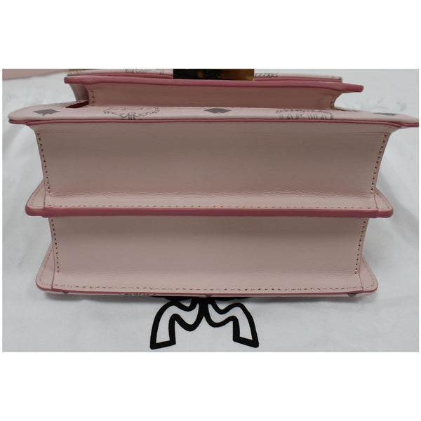 MCM Mini Patricia Visetos Leather Crossbody Bag Powder Pink