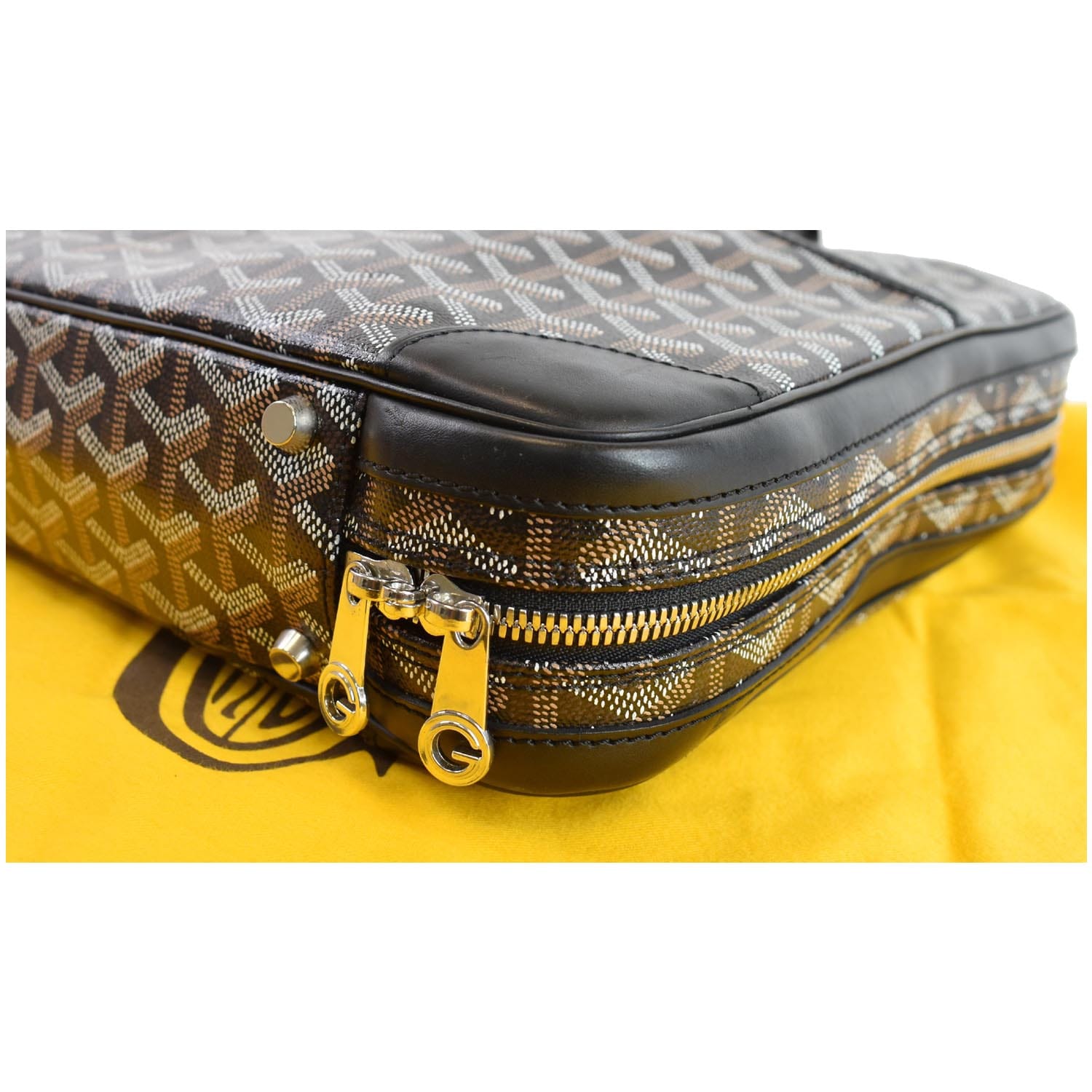 Goyard Ambassade Leather Canvas Business Bag Black Pm Briefcase Vintage