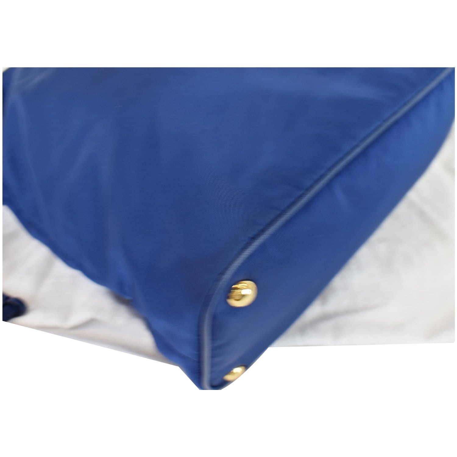 Prada Tessuto Nylon Saffiano Leather Tote Bag Blue