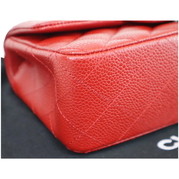 CHANEL Mini Rectangular Flap Caviar Quilted Leather Shoulder Bag Red