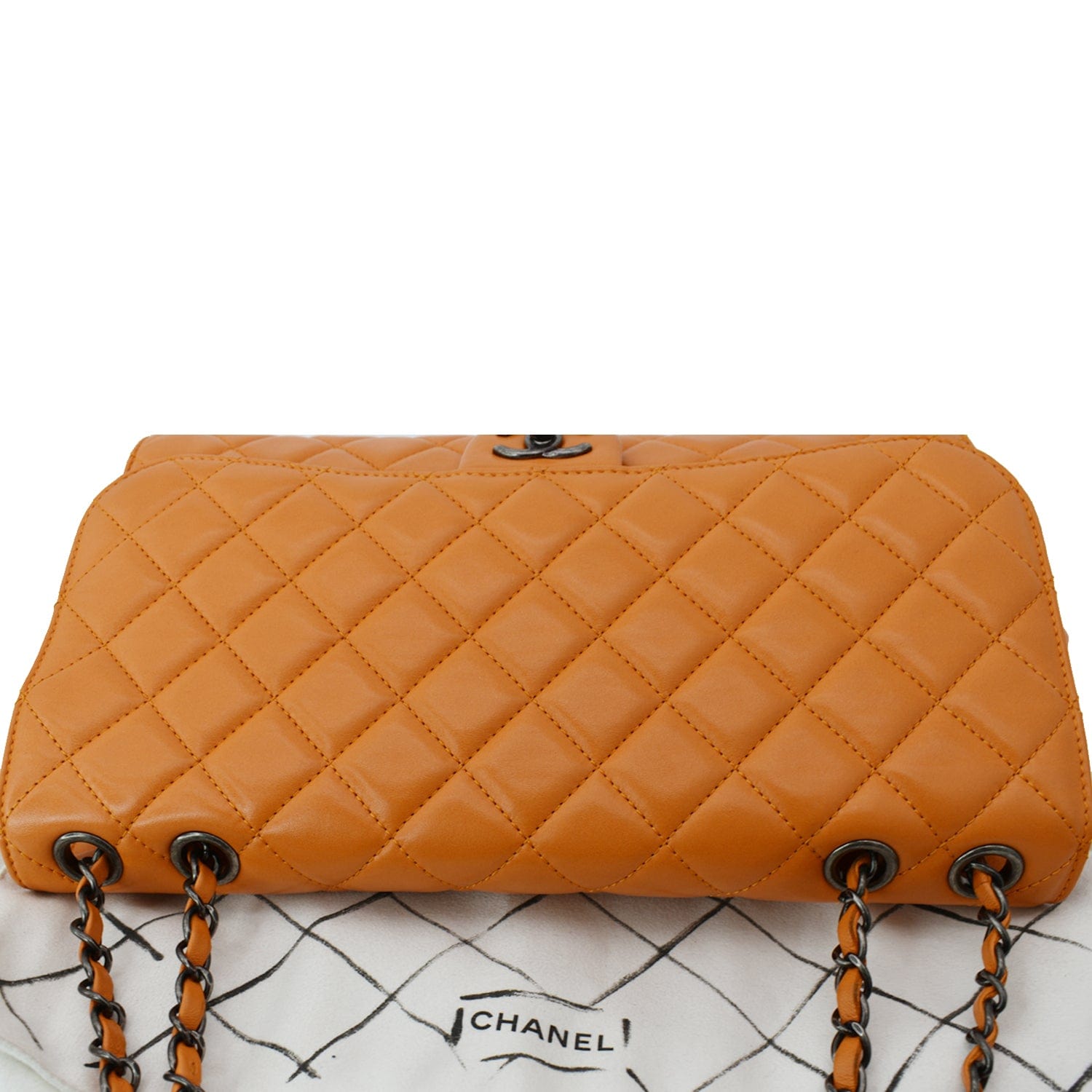 Chanel Burnt Orange Aged Leather Rectangular Sac Class Rabat Flap Bag Chanel