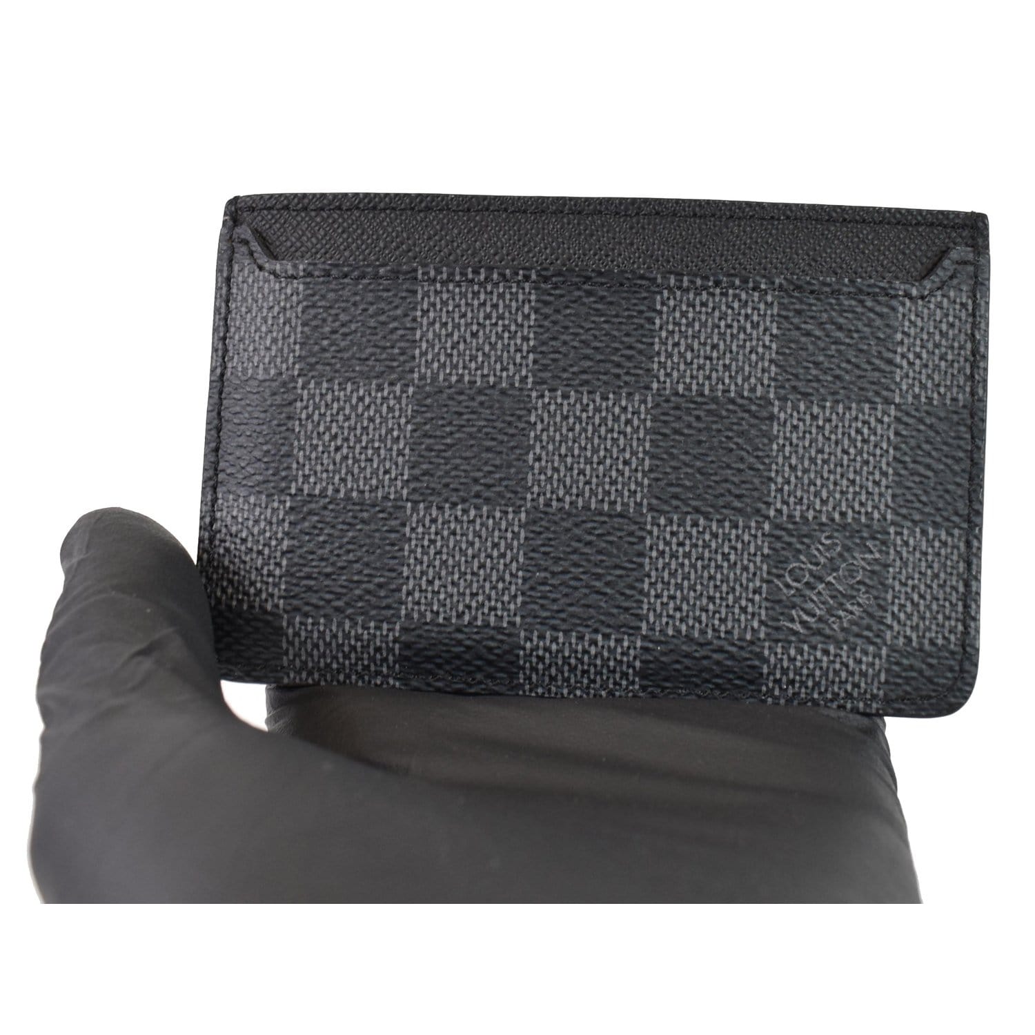 Louis Vuitton Damier Graphite Unisex Leather Logo Card Holders, Black
