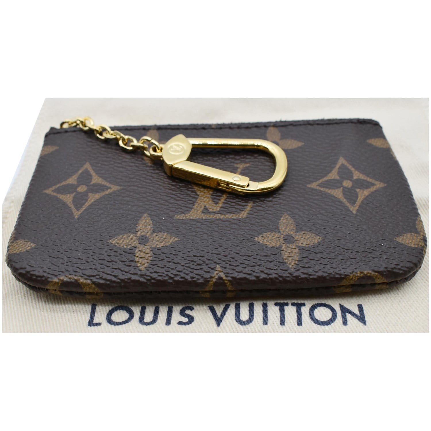 Louis Vuitton Pochette Brown Monogram Key Pouch Coin Case Wallet