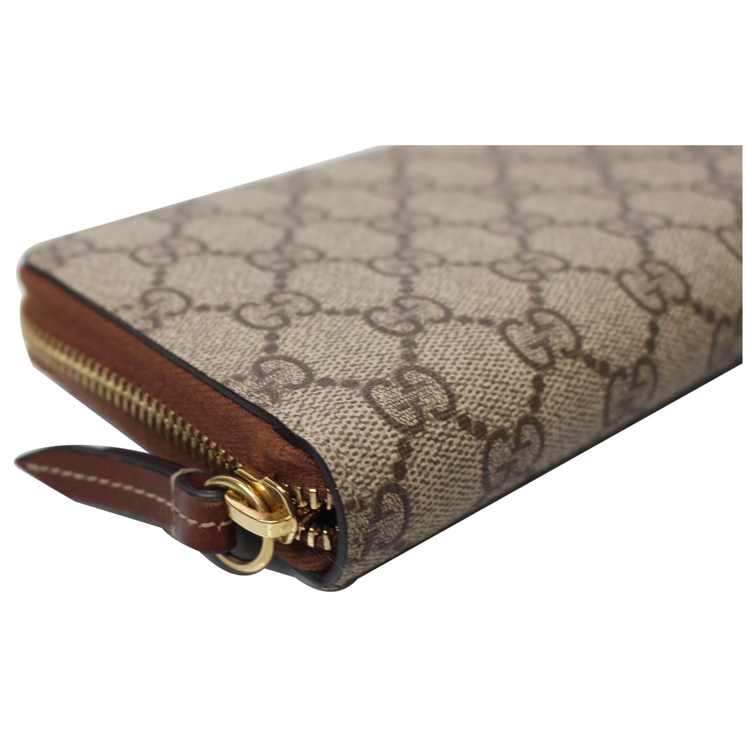 Gucci - GG supreme fabric and leather wallet Beige - The Corner