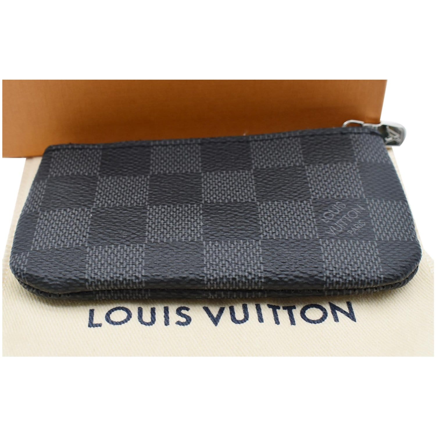Louis Vuitton Pochette Cle Key Pouch Damier Graphite Black/GrayLouis Vuitton  Pochette Cle Key Pouch Damier Graphite Black/Gray - OFour