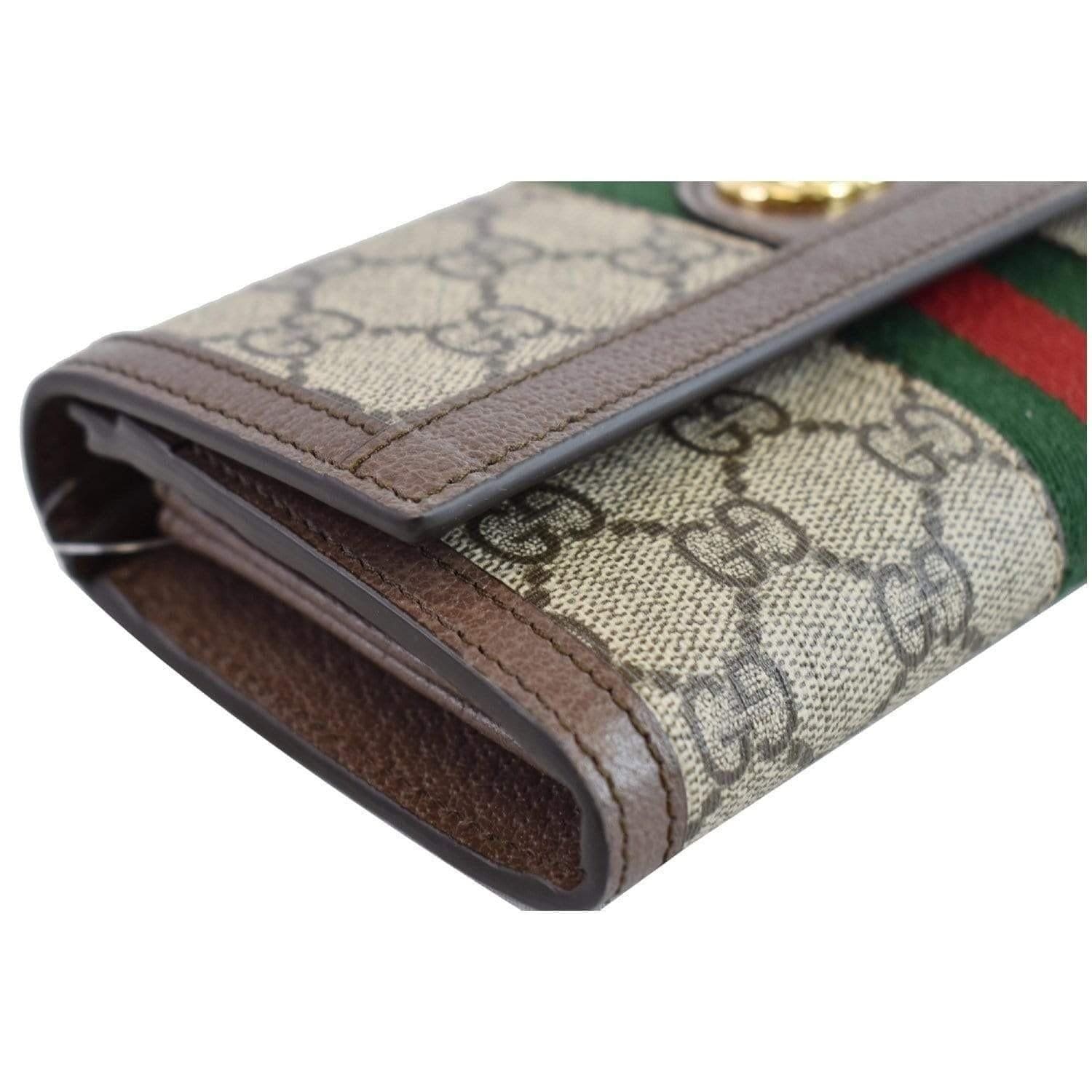 Authenticated Used Gucci GUCCI Ophidia GG Continental Beige 523153 Bifold  Long Wallet Ladies Supreme 