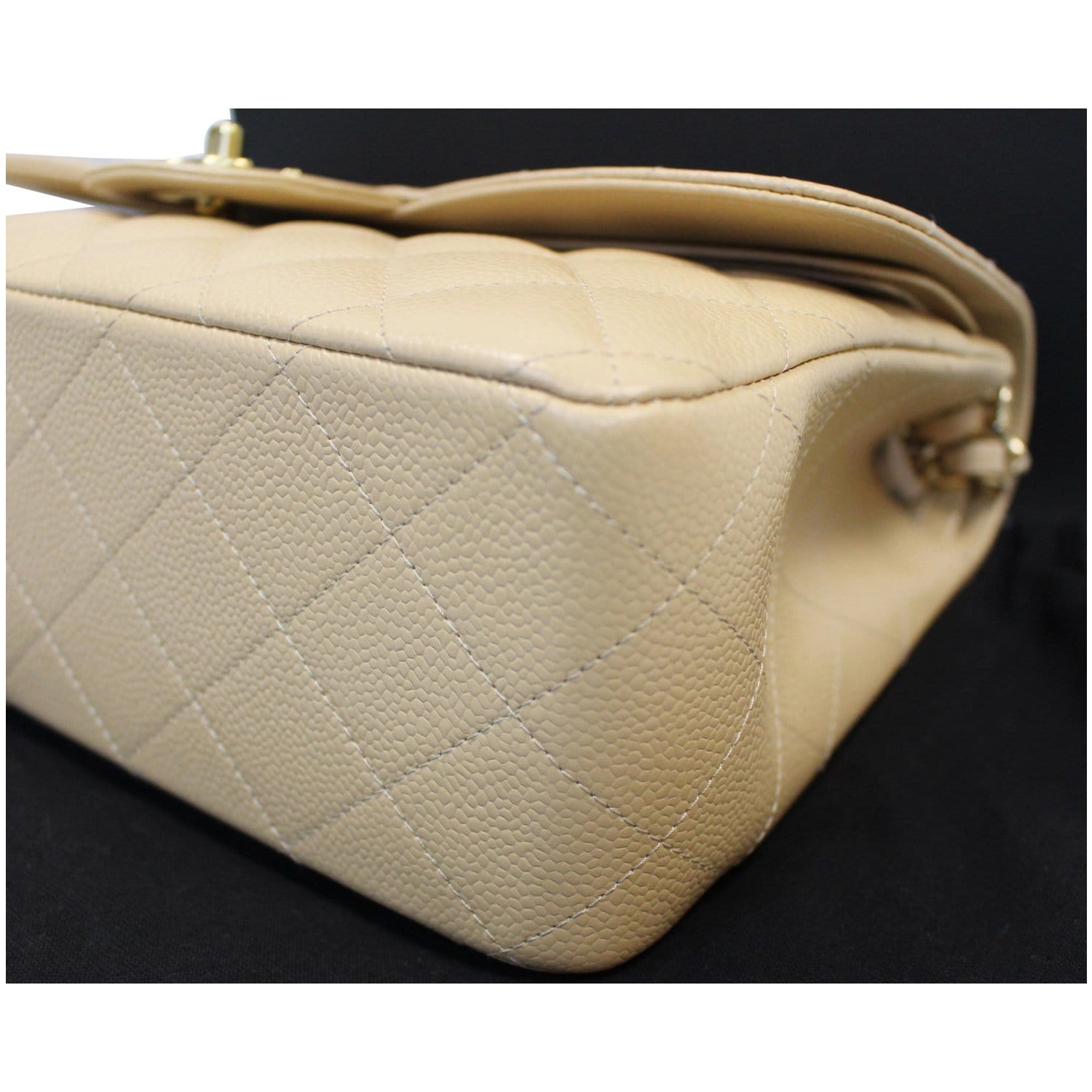 Chanel Beige Quilted Lambskin New Classic Double Flap Jumbo