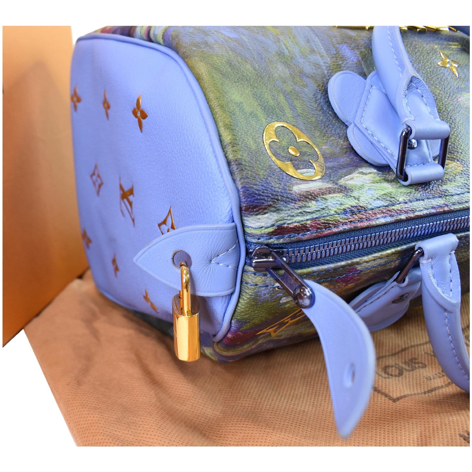 Louis Vuitton Speedy Masters Monet Bag Light blue Goatskin ref.180403 -  Joli Closet