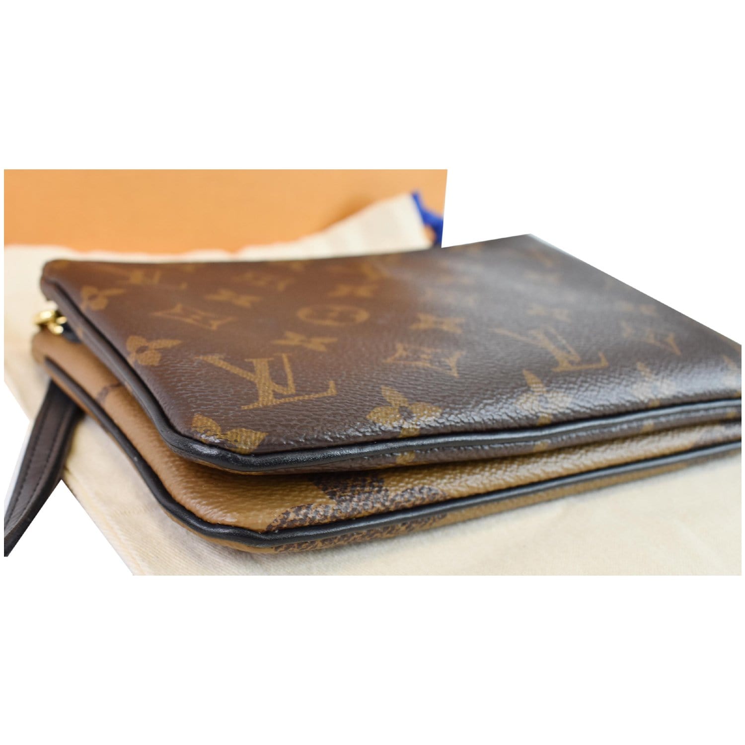 Double zip cloth handbag Louis Vuitton Brown in Cloth - 26169906