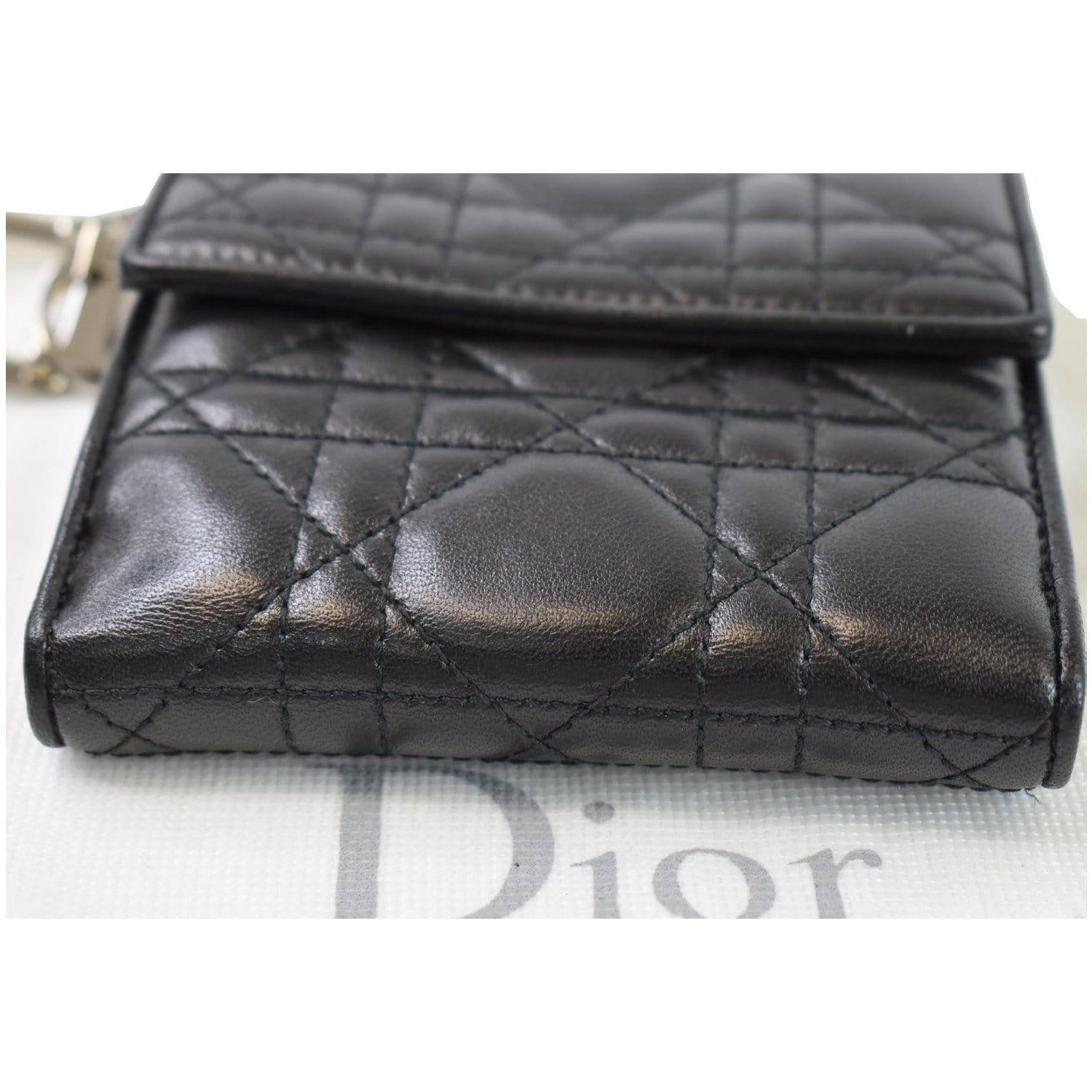 Dior - Lady Dior Flap Card Holder Black Cannage Lambskin - Women