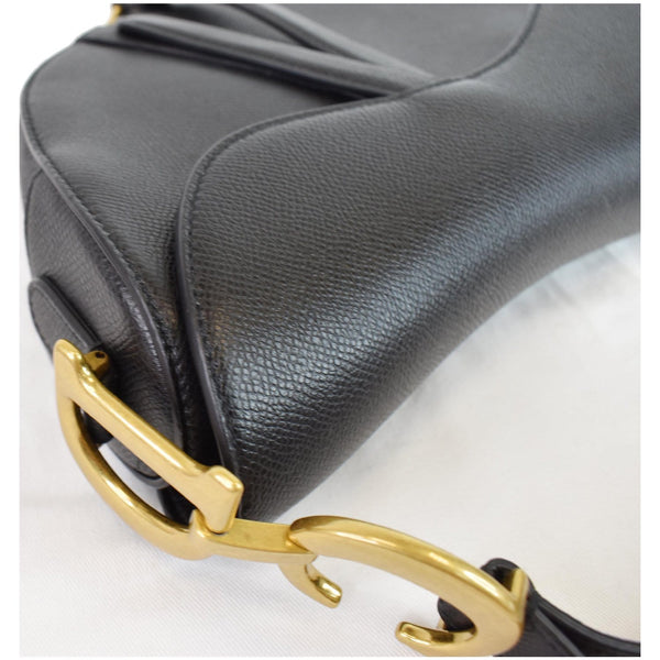 CHRISTIAN DIOR Saddle Leather Shoulder Bag Black