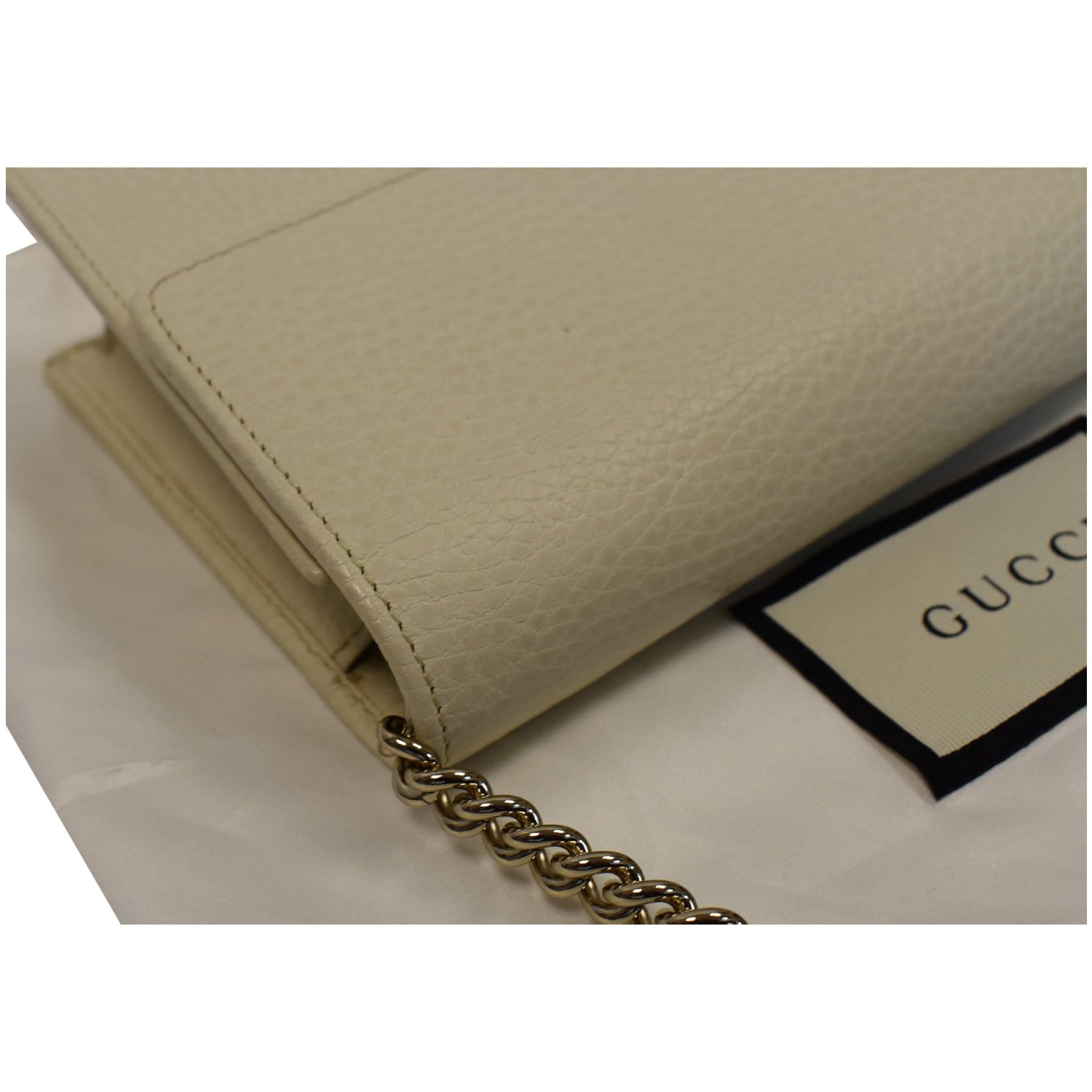 Buy GUCCI Ivory Metallic Leather Capri Web Chain Shoulder Bag Online in  India 