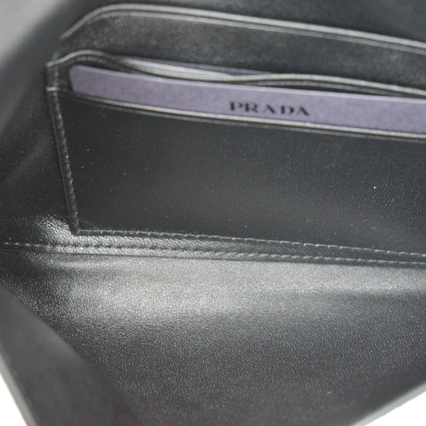 PRADA Envelope Leather Clutch Wallet Black