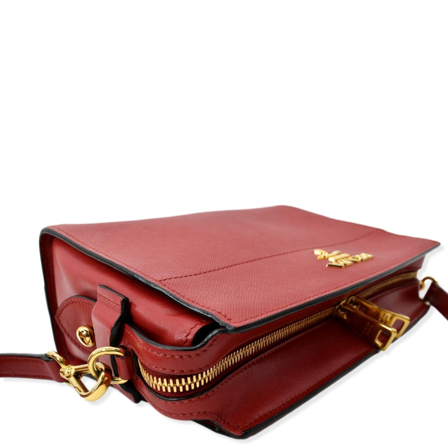 Prada Esplanade Leather Tote In Red and Black