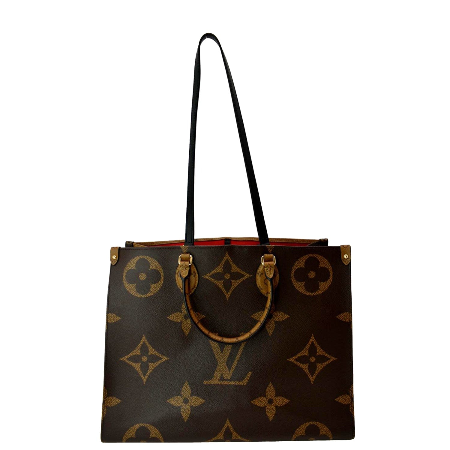 3D model Louis Vuitton Bag Onthego Giant Monogram Black and Caramel VR / AR  / low-poly