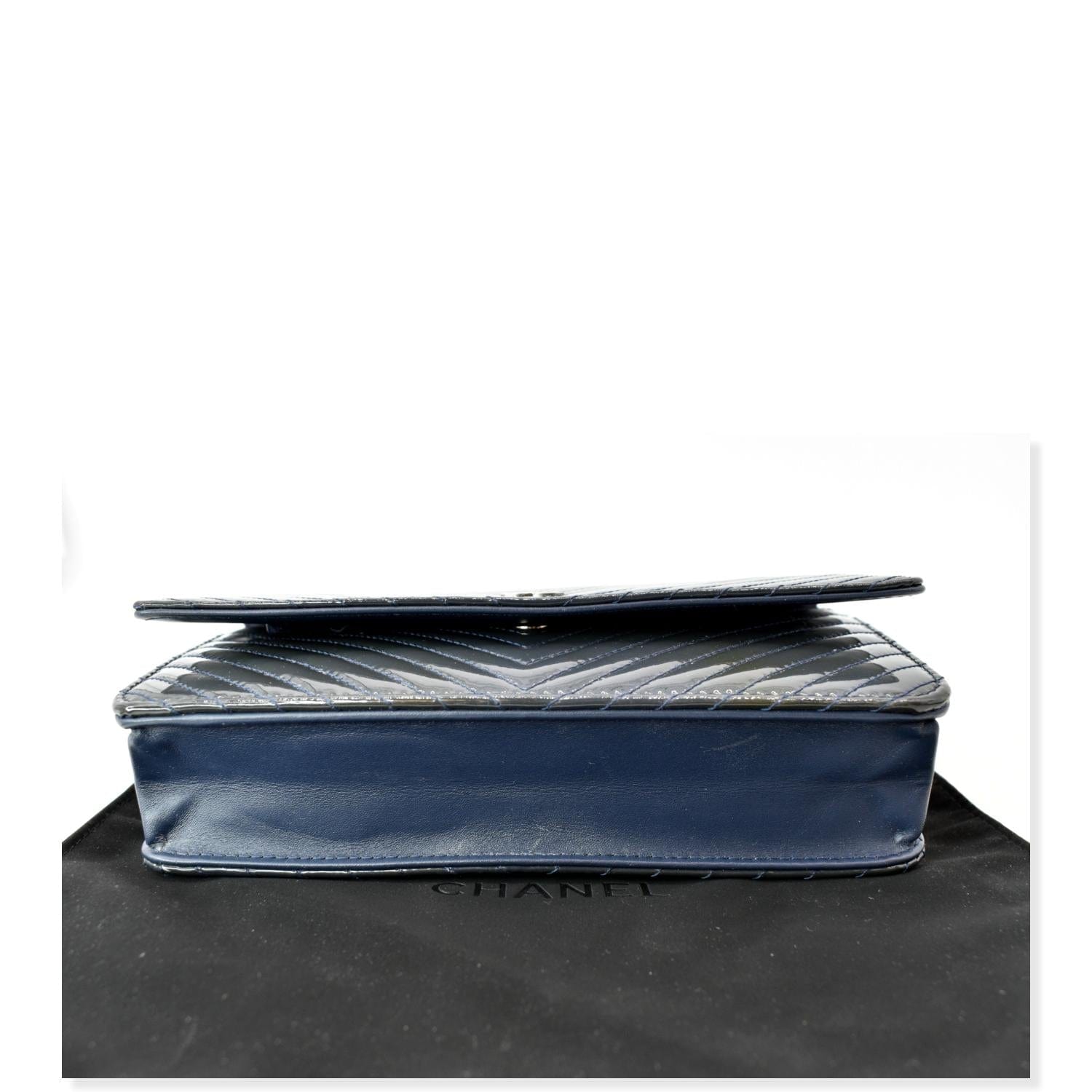 Blue Chevron Leather College Chain Wallet (WOC)