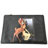 GIVENCHY Bambi Print Medium Textured Coated Canvas Cosmetic Pouch Black