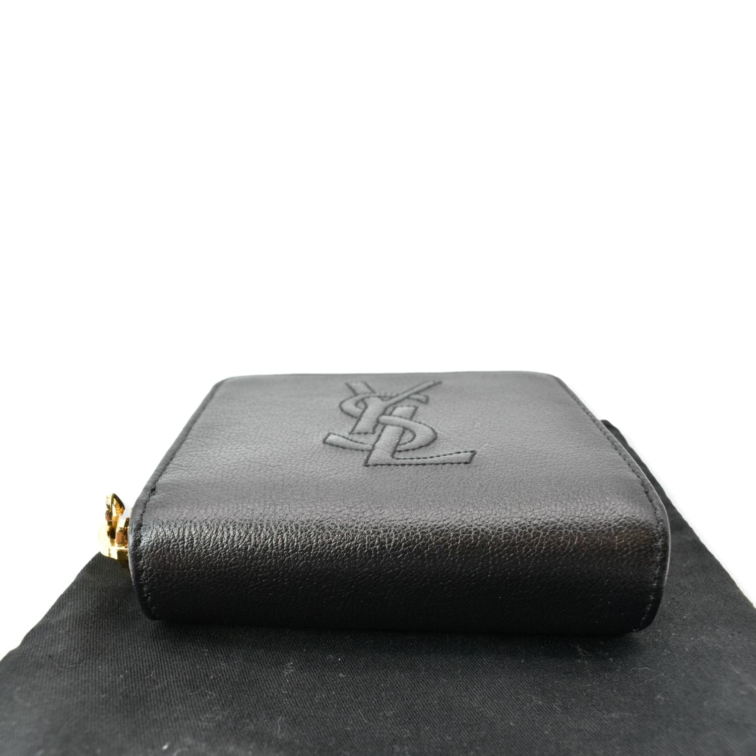 YVES SAINT LAURENT Grained Leather Zip Wallet Black