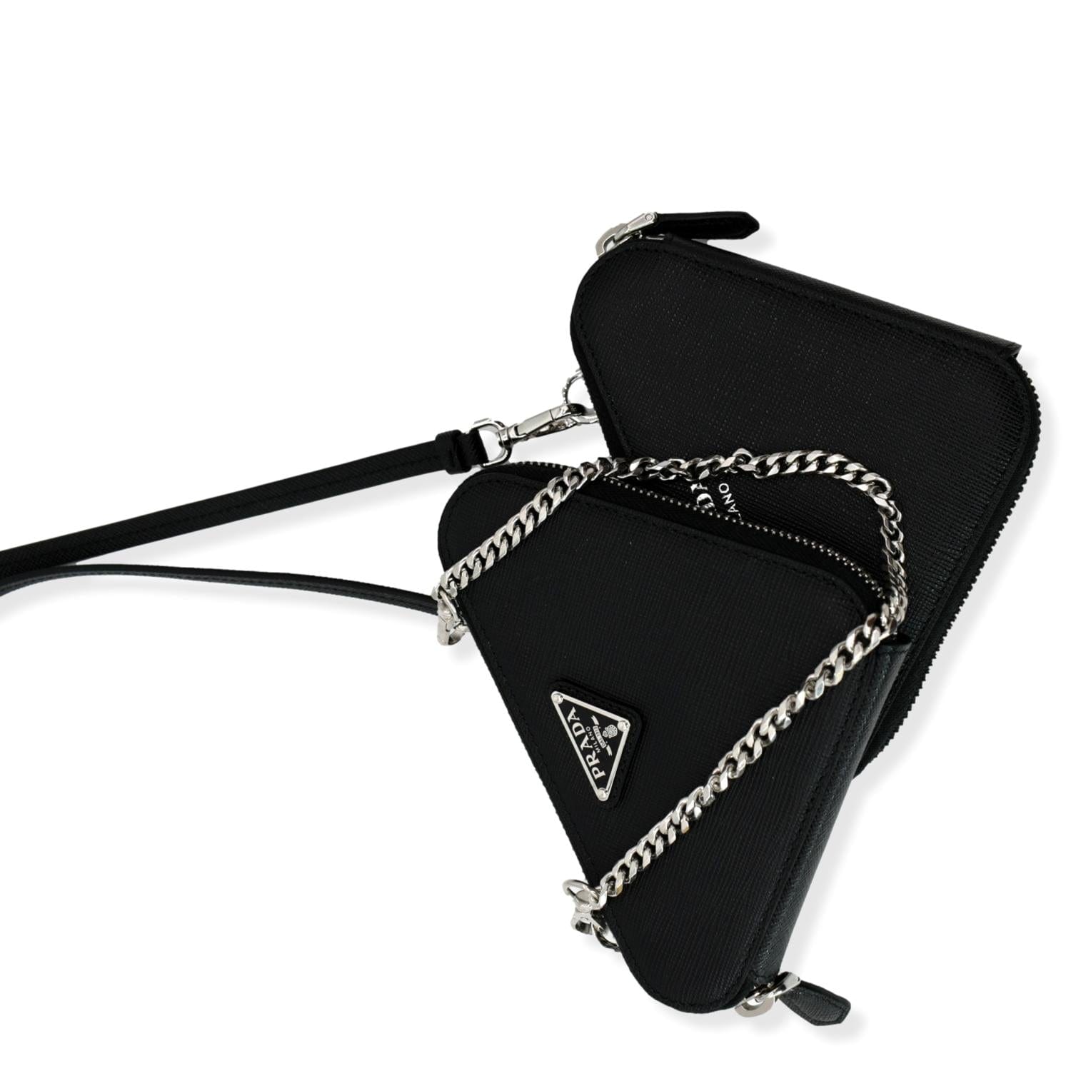 Prada Saffiano Leather Mini Pouch - Black