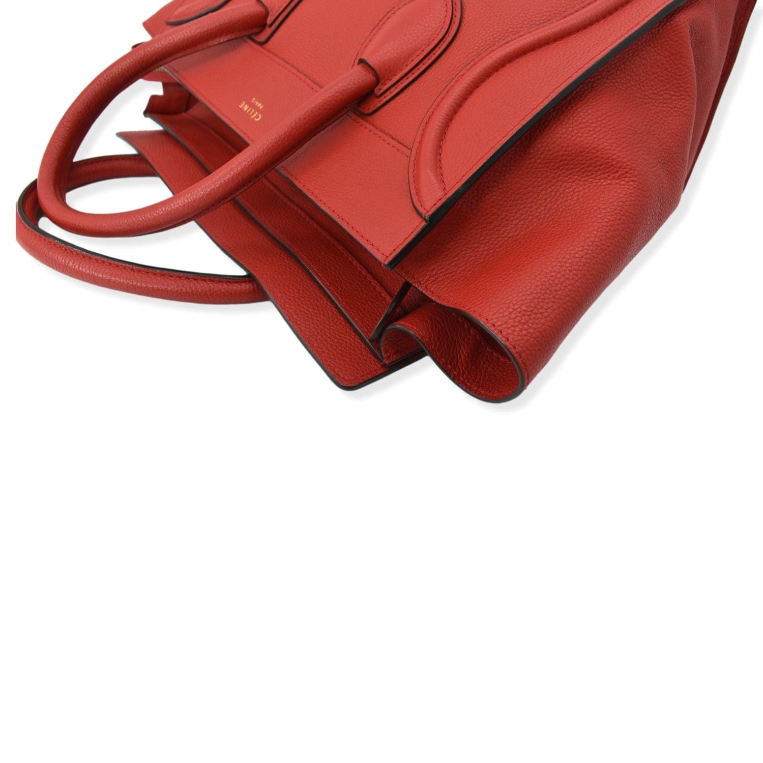 Céline Mini Leather Luggage Tote Bag Red Pony-style calfskin ref.999248 -  Joli Closet