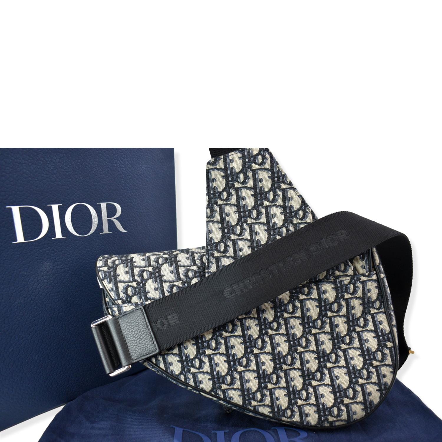 Dior Saddle Clutch Oblique Jacquard Blue