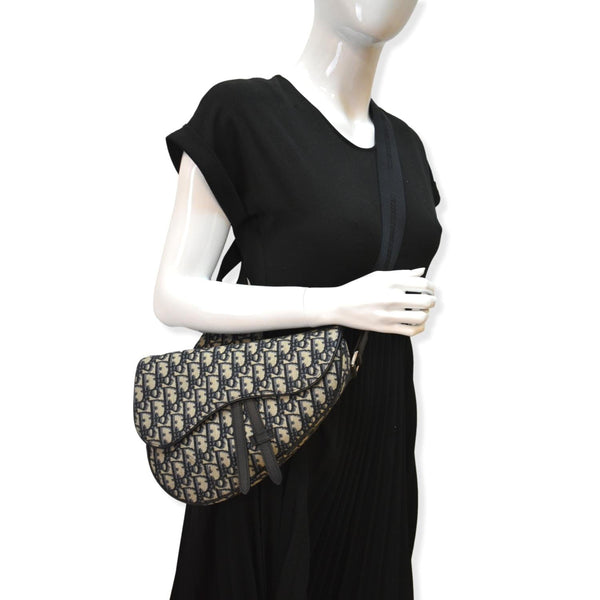 Christian Dior Saddle Oblique Jacquard Handbag Black