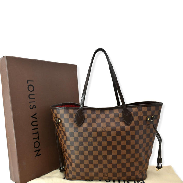 LOUIS VUITTON Neverfull MM Damier Ebene Shoulder Tote Bag Brown