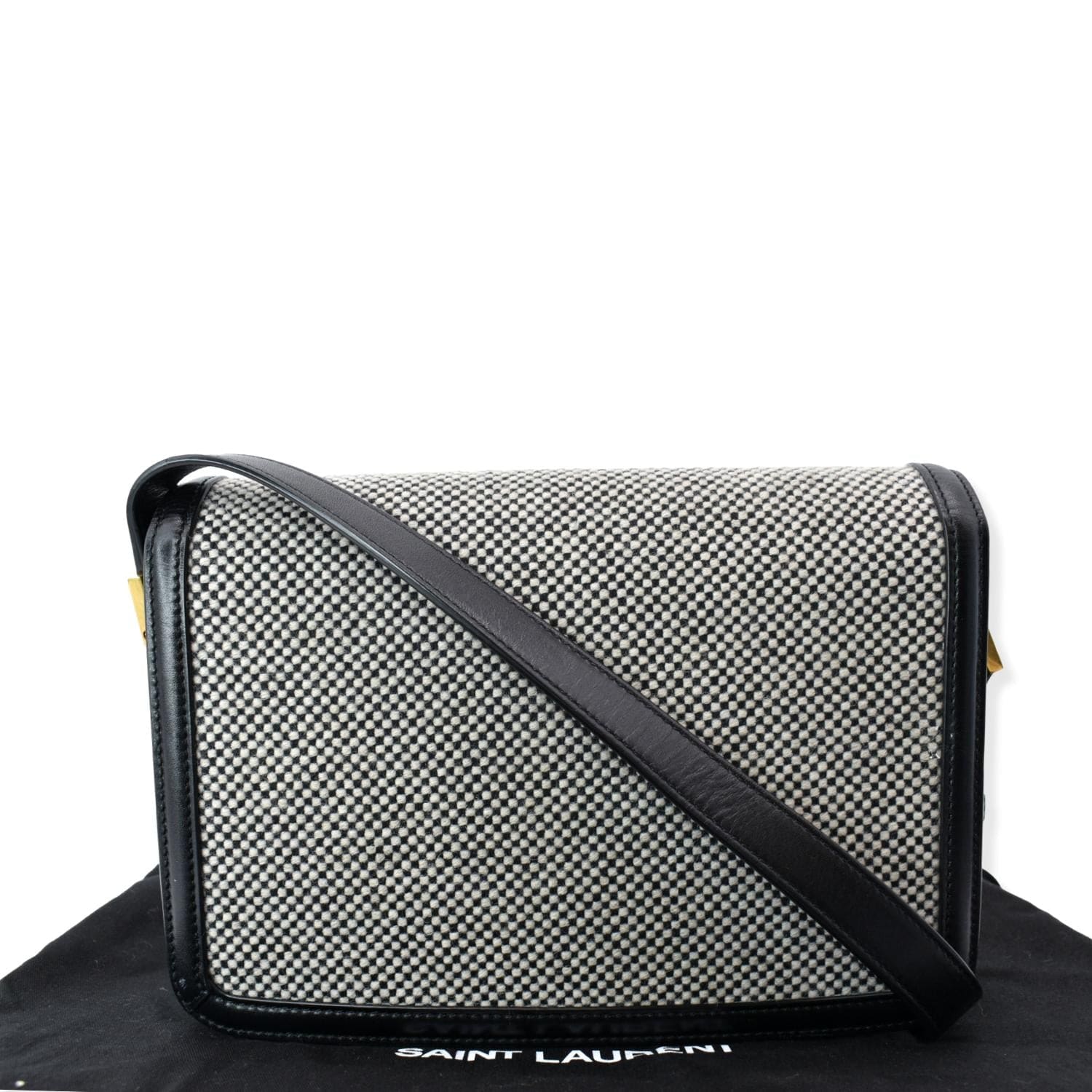 Saint Laurent Medium Solferino Leather Shoulder Bag In Greyish