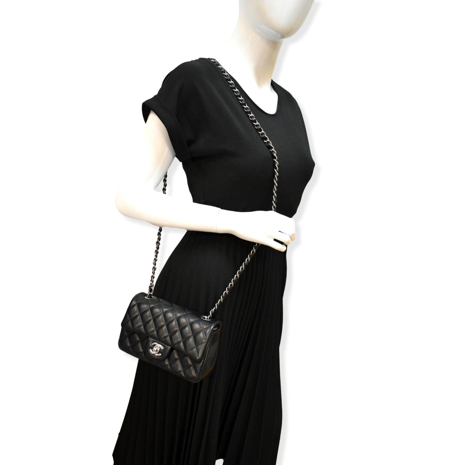 Chanel classic flap Mini black silver hw Bag  Inox Wind