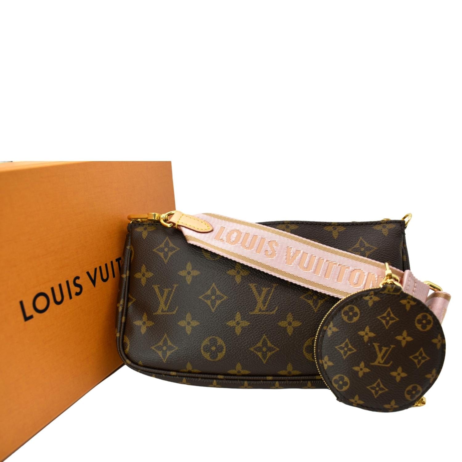Louis Vuitton, Bags, Louis Vuitton Multi Pochette Pink Strap Bag With Box