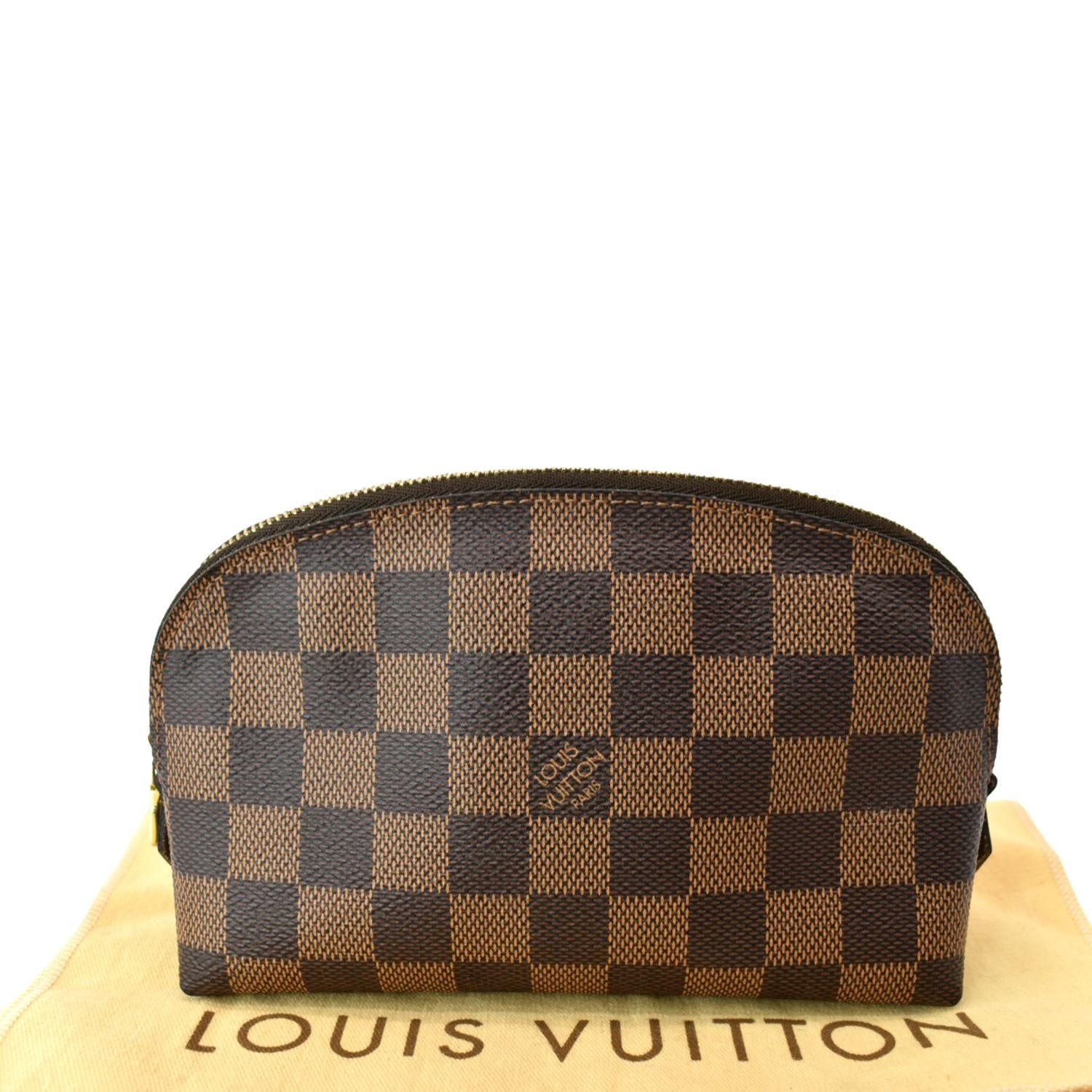 Louis Vuitton Cosmetic Pouch Brown Damier Ebene Canvas Clutch