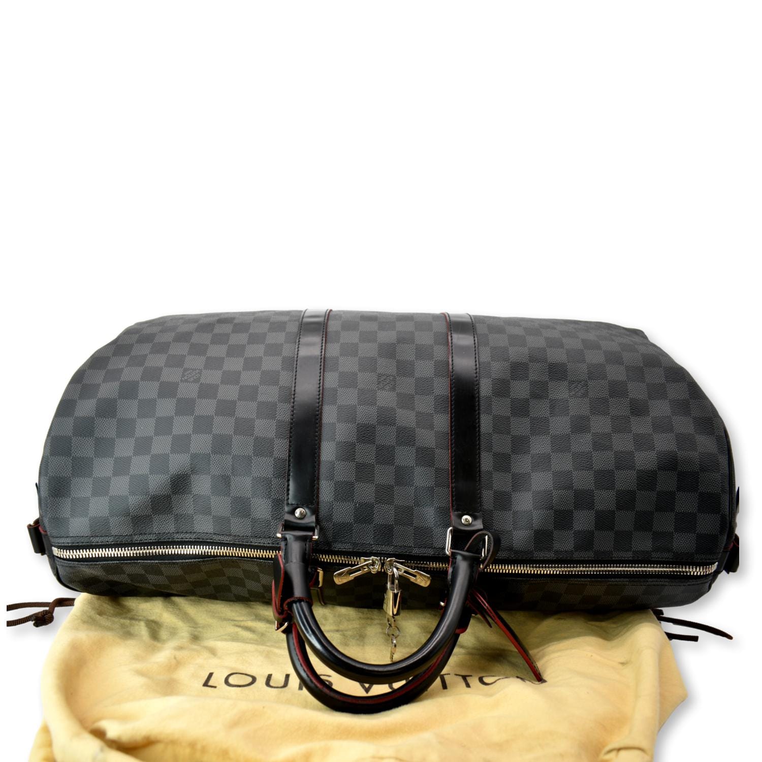 Authentic Louis Vuitton Damier Graphite Blue Coba Keepall Bandoulière 55  Travel Bag